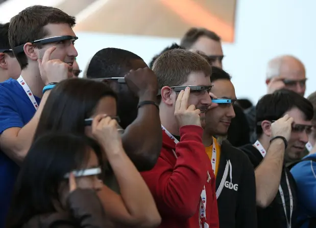 Group of people wearing smart glasses